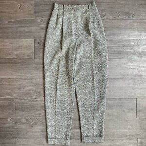 Vintage 90s Plaid Black & White High Waisted Pleated Trousers Express Size 26"